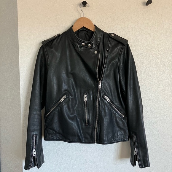 All Saints Klyn Leather Biker Jacket - Picture 7 of 11
